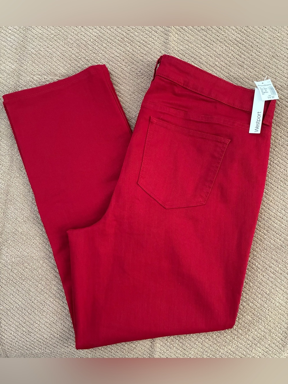 Vintage Westport Signature Fit Red Denim Jeans, Plus Size 14W, NWT